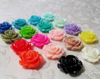 Drilled Resin Ruffled Rose Flower Choose Your Colors 14-15mm 932D