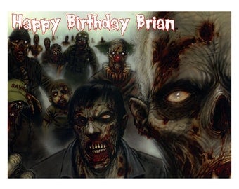 Zombie Walking Dead Horror Edible Image Cake Topper 7.5"x 10" Kids Cake Baking Supplies