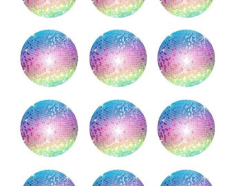 Disco Ball Edible Image Cupcake Cake Toppers Birthday Baking Supplies Jenuine Crafts