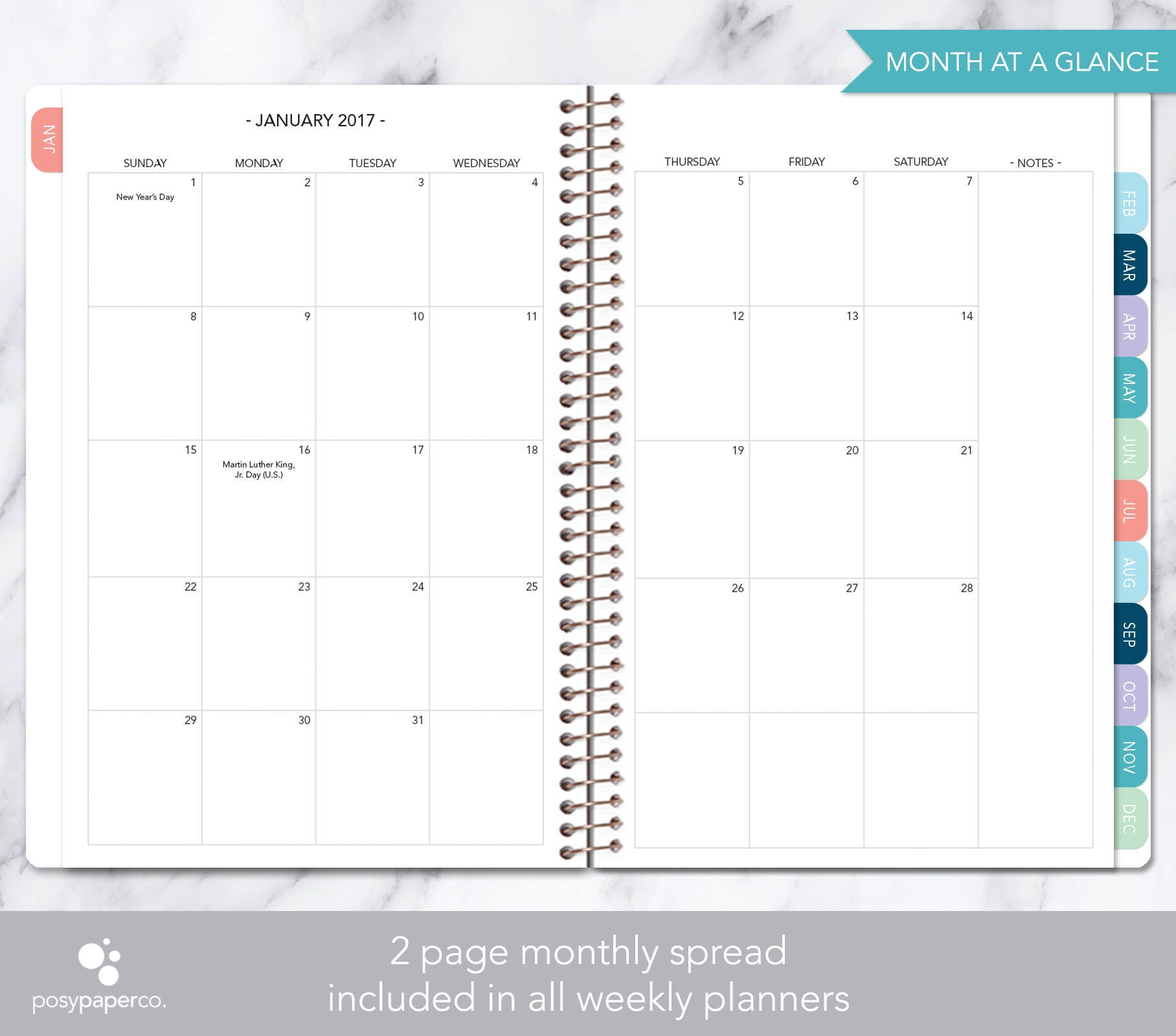 2017 planner calendar choose start month add monthly tabs