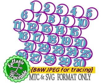 Circle Numbers Design 01 Countdown Advent Numbers MTC & SVG Cut Files
