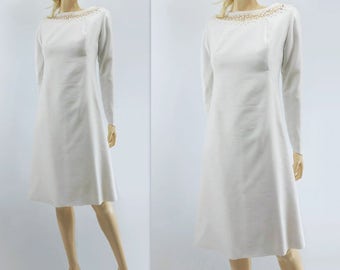 60s Wedding Dress Short Wedding Dress Knee Length Wedding 60s Vintage Wedding Wedding Shift Dress Mod Wedding Dress 1960s Wedding Dress m