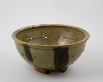 Handmade Wood-Fired Pottery Ceramic Berry Bowl or Colander