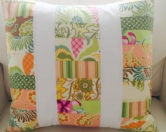 Floral Quilted Patchwork Pillow -- 18 Inch