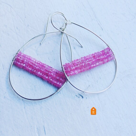 Pink Sapphire Earrings Pink Sapphires Sterling silver