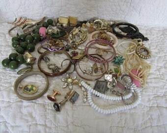 Vintage Costume Jewelry Lot for parts or repair over 2 lbs.