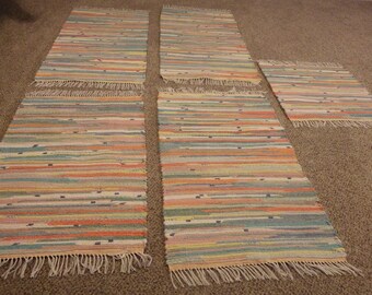 Hand Woven Pastel Rag Rug 25" x 45" (Recycled Bath Towels)