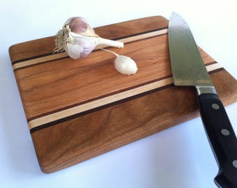 Beautiful Reclaimed Hardwoods Small HERB and GARLIC Cutting Board
