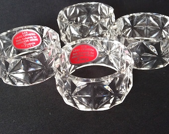 4 Fostoria Crystal Napkin Rings for Princess House
