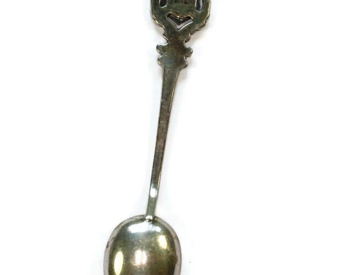CIJ Sale Heidelberg Germany Souvenir Spoon 835 Silver Enamel Finial Demi Tasse Vintage