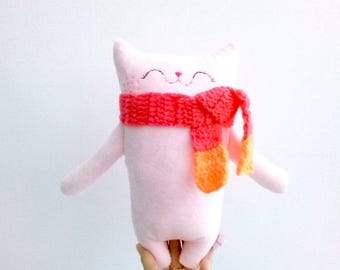 Toddler Toy Cat, Pink Stuffed Cat, Cat Softie, Stuffed Animal, Cat plush, Plush Cat, Doll Cat, cute plush - Gift for Girl