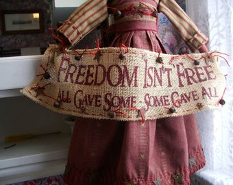 Primitive folk art doll 22 Patriotic "Freedom Fergie"