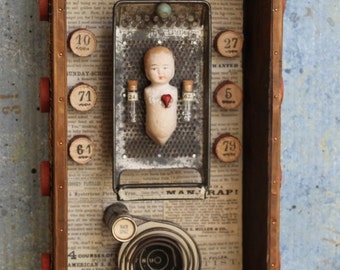 Assemblage Found Object Shrine Shadow Box Mixed Media Upcycle