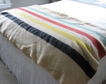 Vintage Polar Star Golden Dawn Striped Camp Blanket Wool