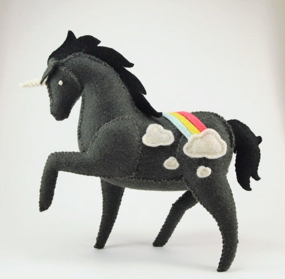 black unicorn plush toy