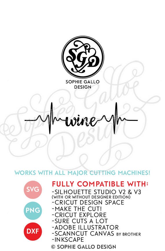 Download Wine Pulse Heart Beat SVG DXF & PNG digital download file