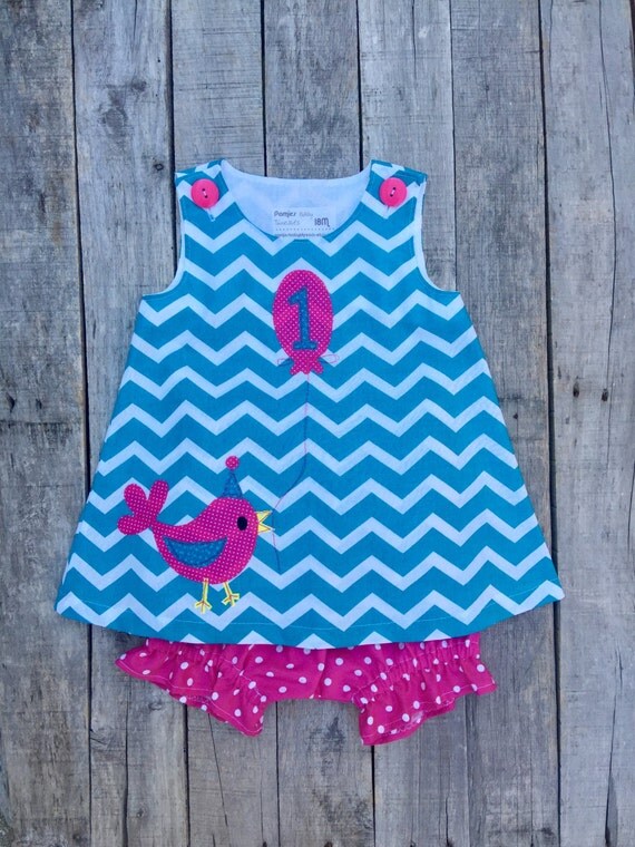 Little Birdie First Birthday Dress and Bloomers