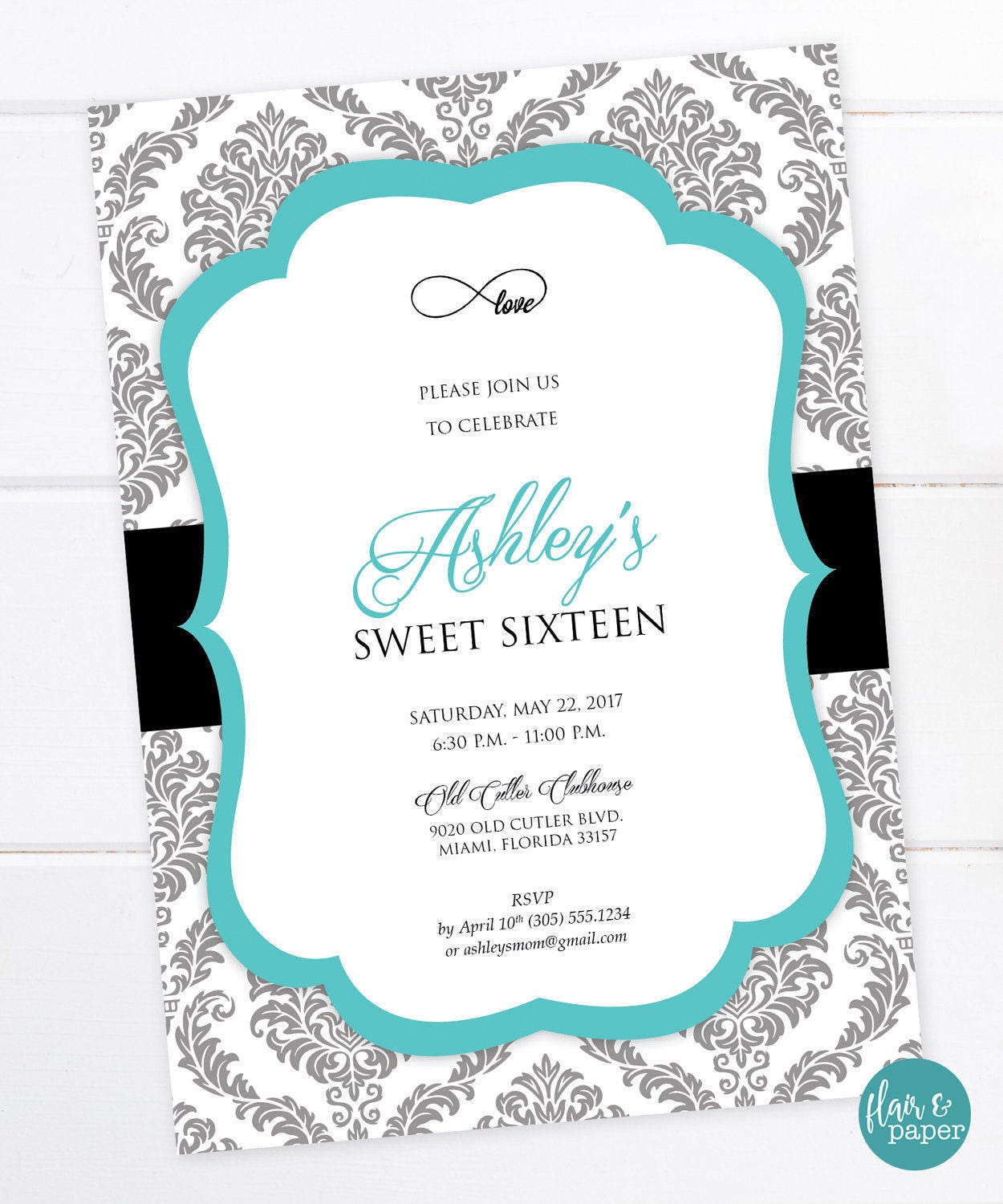Breakfast at Tiffany's Invitation Sweet Sixteen Birthday