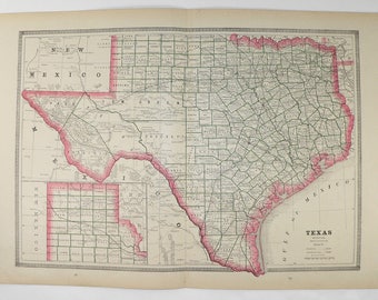 1885 Antique Texas Map, Lone State Star Map, Texas Gift, TX Map, Vintage Map of Texas, Wedding Gift for Couple, Texas Art Gift for Him