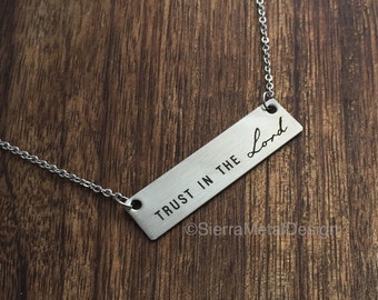 Trust in the Lord Necklace Bible Verse Necklace Religious Gift Religious Jewelry Necklace Bible Necklace with Verse Catholic