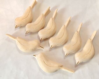 Wooden Birds Sculpture Unfinished Bird Carvings, Craft Supply, Wood Carving, Woodworking, Fall Craft Supplies, Adult Craft
