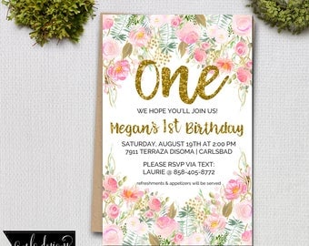 Children's Birthday Party Invitation, Baby Invite, Girls Birthday Invitation, Childs Birthday Invite, Party Invitation, 1st Birthday Party