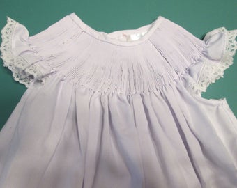 SALE! Ready-To-Smock Girl's Bishop Dress, Size 12 Months, Batiste