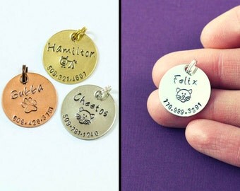 Cat ID Tag • Small Pet Tag • Handstamped Pet Tags • Cat Lover Gift • Silver Pet ID • Kitty Tag • Cat Tag • Small ID Tag • Personalized Tag