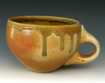 LARGE COFFEE CUP #6 - Wood Fired Cup - Ash Glaze - Wood Fired Pottery - Ceramic Cup - Stoneware Cup - Wood Fired Tea Cup - Studio Pottery