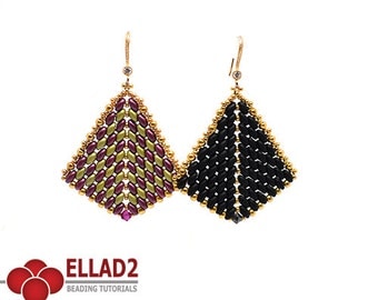 Tutorial Superduo Ladies Fan Earrings - Beading pattern, beading tutorials, Ellad2