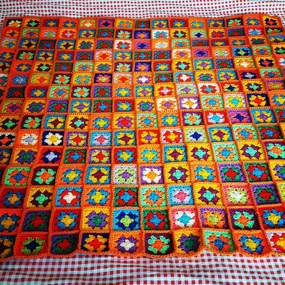 IN STOCK Crochet Blanket Granny Squares Afghan Ultra Colorful