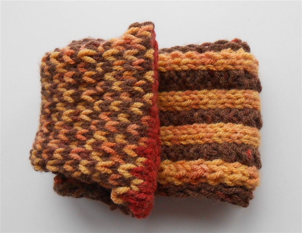 Brown Knit Earwarmer Stripe Ear Warmer Bulky Chunky Knitted