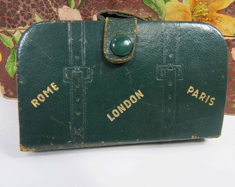 Miniature Travel Manicure Set Leather Suitcase Western Germany Purse Manicure Set