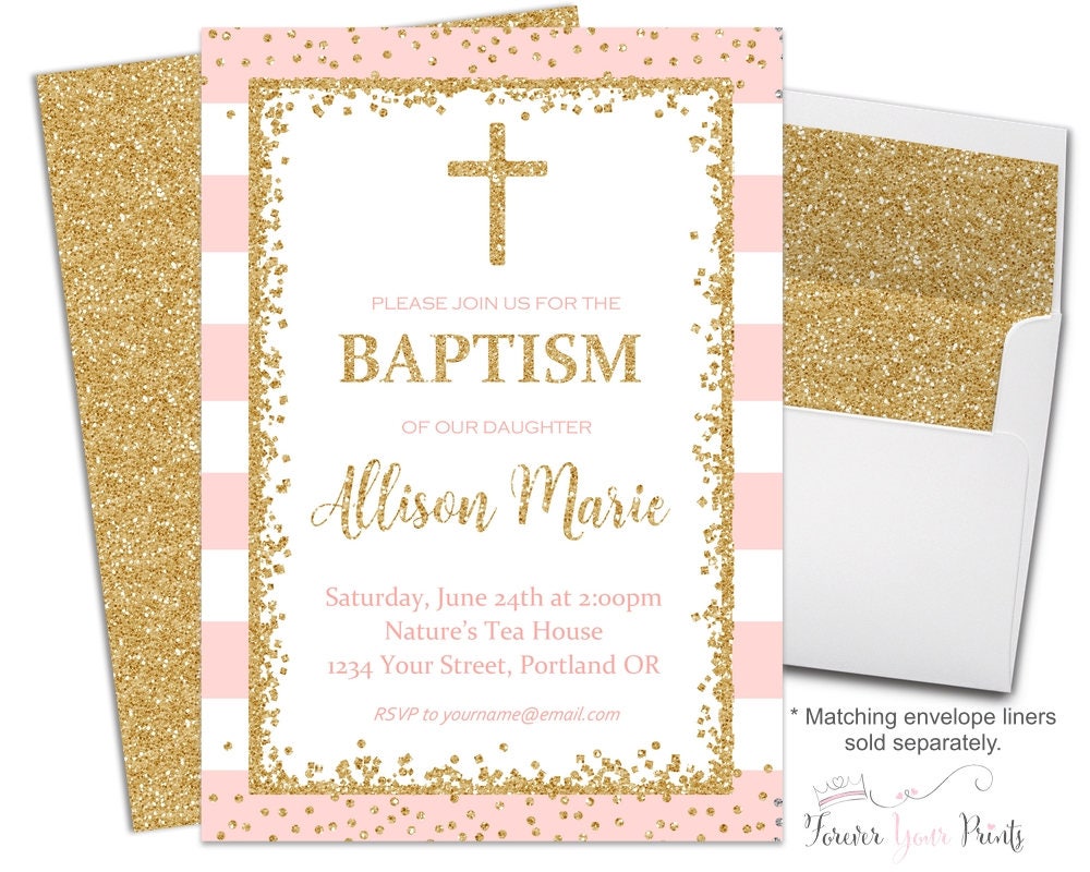 Gold Baptism Invitations 8