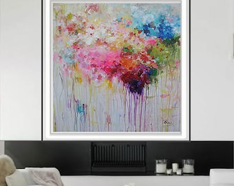 Extra Large Painting,48 XL Colorful Abstract Painting / Modern Art / Contemporary Art/ColorfulAbstract/pink/blue/green