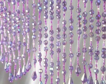 Purple Lavender AB 6 Inch Graduated Long Beaded Fringe