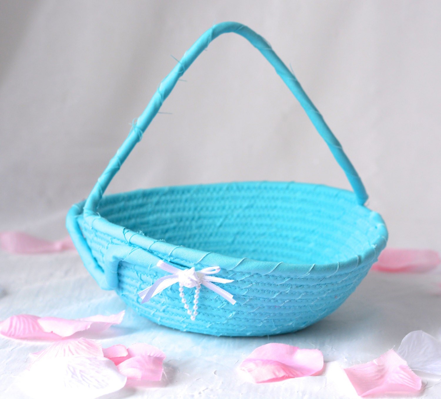 Flower Girl Basket Handmade Blue Wedding Card Basket Blue