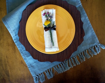 Rain Blue Fringe Table Runner 15"x105"