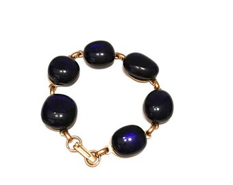 Vintage Cobalt Blue Glass Cabochon Bracelet