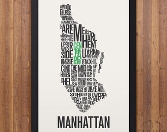 MANHATTAN New York Neighborhood Typography City Map Print