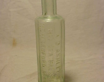 c1880 A. D. Ashley's Red Sea Balsam New Bedford, Mass. , Aqua Blown Glass Medicine bottle