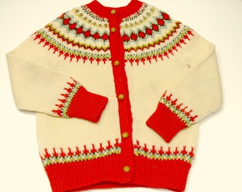 Child's Vintage Hand Knit Norwegian Wool Cardigan Sweater by Bergenskofter