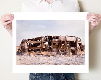 Salton Sea photography print, abandoned Airstream trailer fine art photograph. Post apocalyptic SoCal art. Large format artwork by Tom Bland