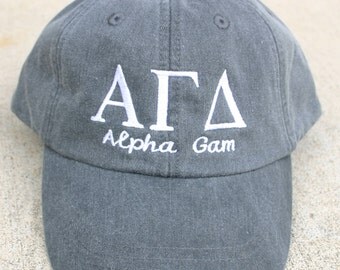 Alpha Gamma Delta with script (Alpha Gam) baseball cap