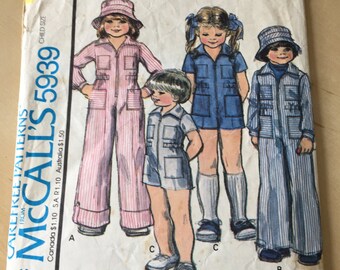 McCall's #5939 - Size 2 Children's Jumpsuit and Hat Pattern