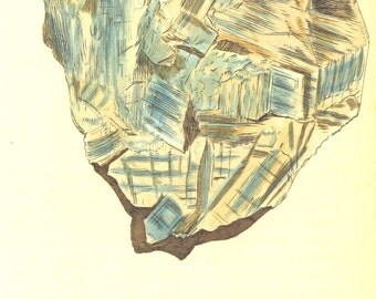 Vintage Mineralogy Illustration Digital Paper: Argilla cyanae