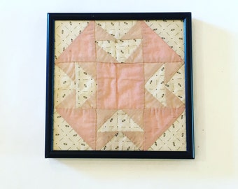 Antique Quilt Square - Framed Quilt Square - 1800s Folk Art - Antique Framed Quilt - Antique Fiber Arts