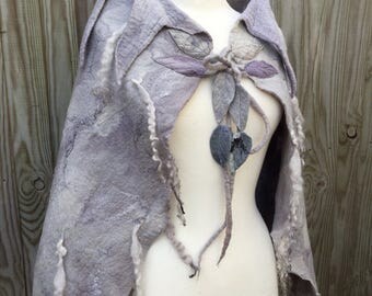 Custom made to order-Grey Elven cape-Made to order -Woodland Felted cape - Fairytale cape - elven cape - Fairy cape - cape-grey cape-gift