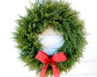 Winter Wreath-Christmas Wreath-Cedar Wreath-Large CEDAR Door Wreath- Christmas Home Decor-Holiday Home Decor-Housewarming-Outdoor Wreath