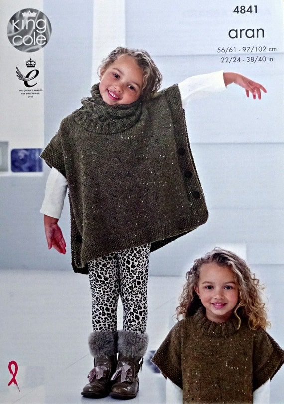 Womens Knitting Pattern K4841 Ladies/Girls Cable Tabbard/Poncho Knitting Patt...